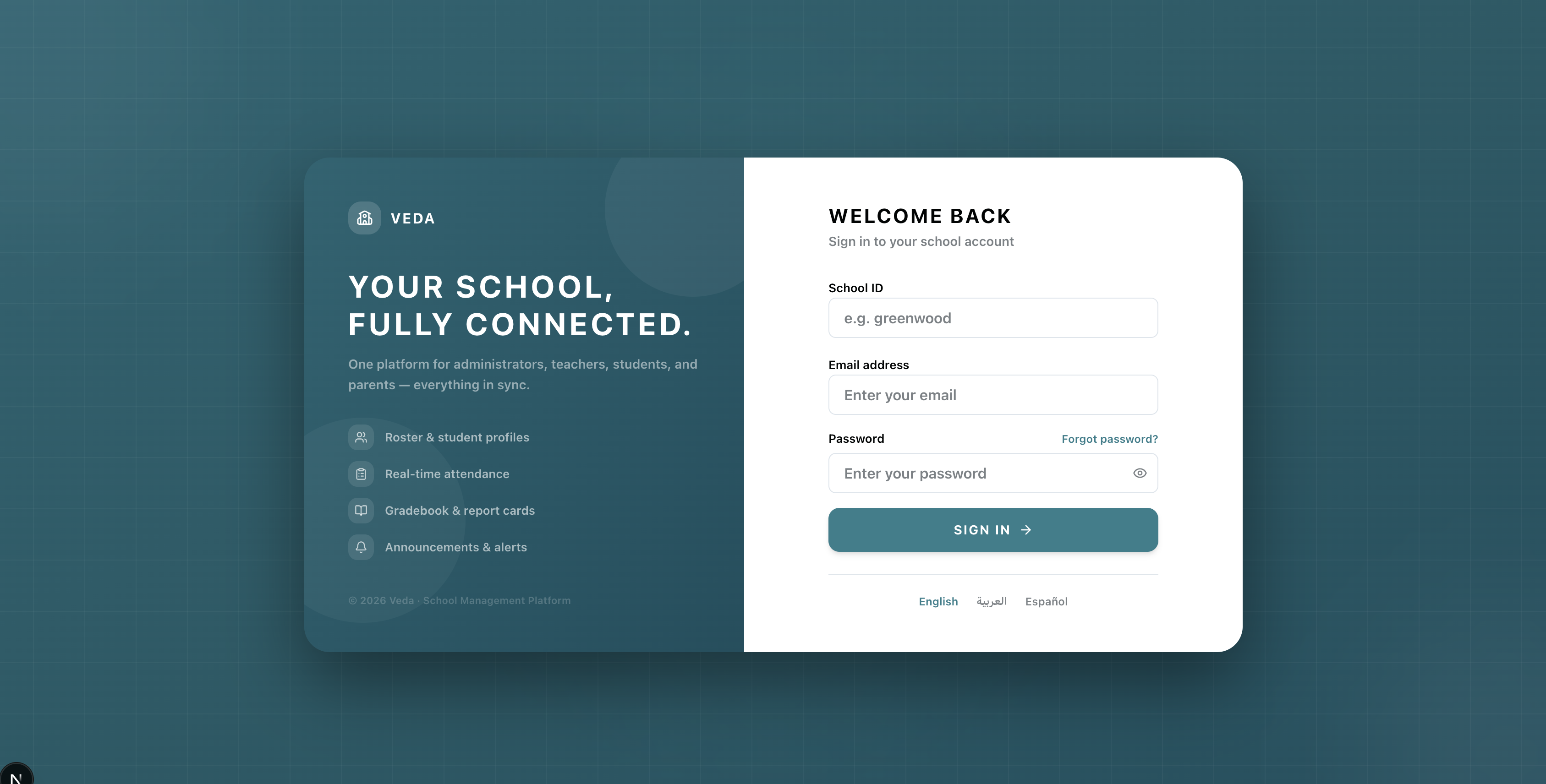 EduVeda — Education platform web application developed by AL Designs